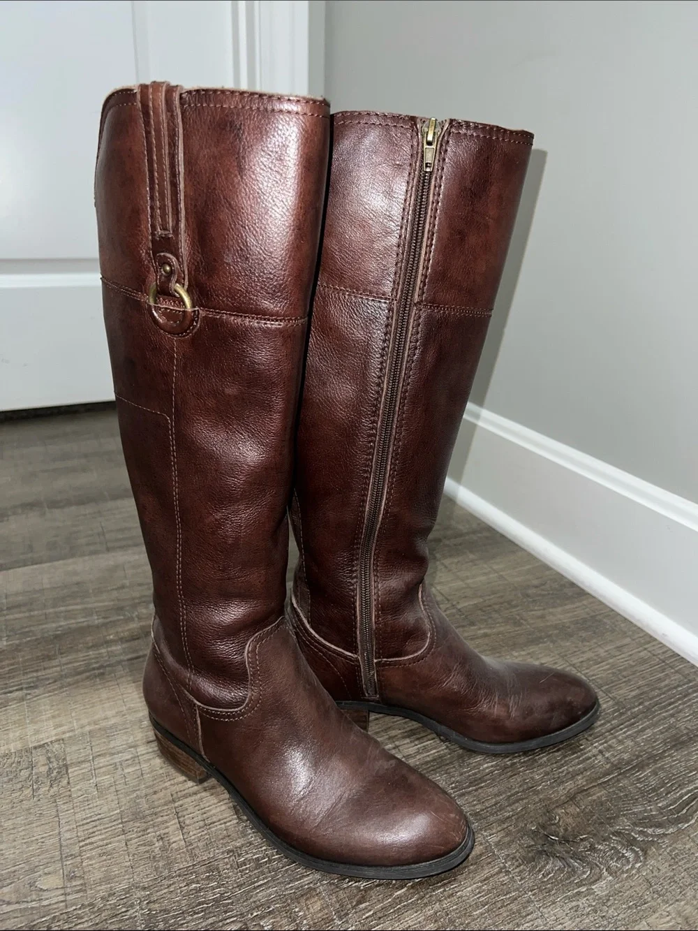 Crown Vintage Brown Leather Over-the-Knee Zip Riding Boots